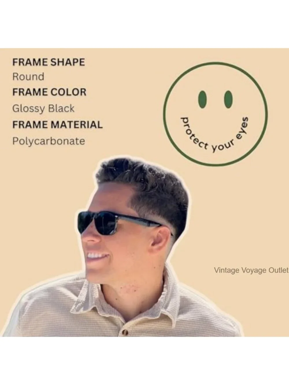 Vintage Retro Round Sunglasses UV400 Protection Spring Hinge Polycarbonate